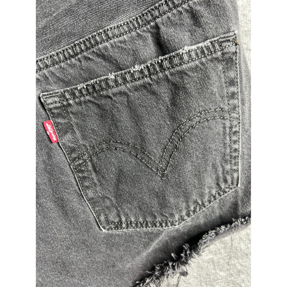 Levis Premium 501 Original Cutoff Shorts Womens 26 Black Distressed High Rise - Picture 5 of 15